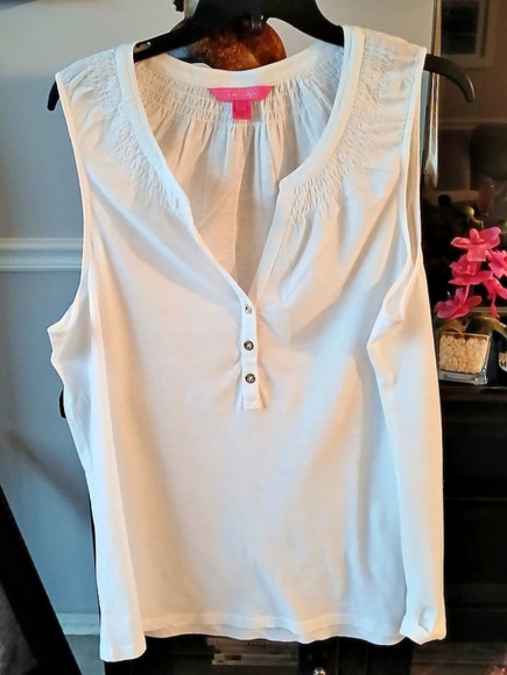 Lilly Pulitzer Cotton Sleeveless Top in White Size XL Like New